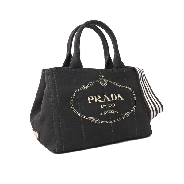 PRADA LOGO帆布手提/斜背二用包 (黑色)