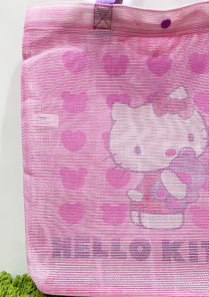 【震撼精品百貨】Hello Kitty 凱蒂貓~日本SANRIO三麗鷗KITTY網狀手提袋肩背包-愛心抱熊*30528 product thumbnail 3