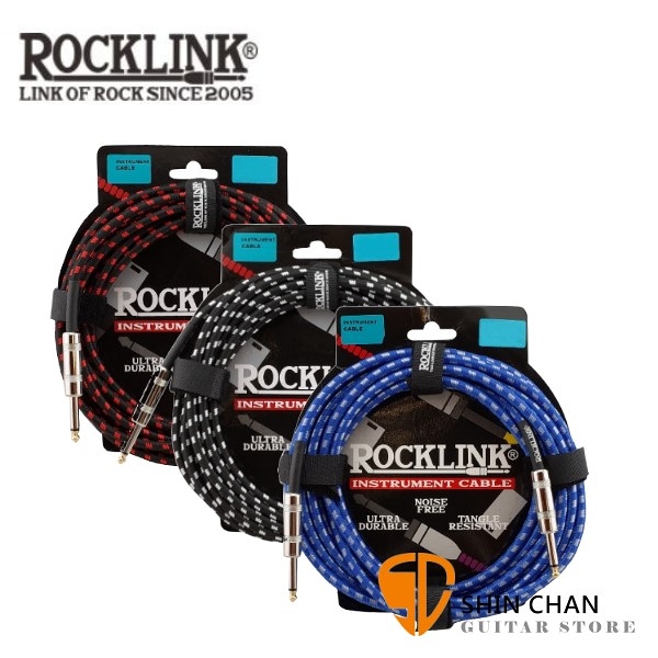 RockLink 一直一L頭 3公尺 編織材質 樂器專用導線【吉他/貝斯/鍵盤/KEYBOARD/電子鼓適用】