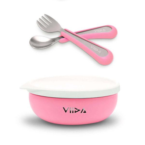 台灣 VIIDA Soufflé 抗菌不鏽鋼餐碗+大童叉匙組(5色可選) product thumbnail 2