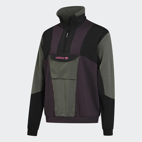 Adidas Originals Field Half-Zip 男裝 長袖 半開式拉鍊 拼接 內刷毛 胸前口袋 黑綠紫【運動世界】GD5575