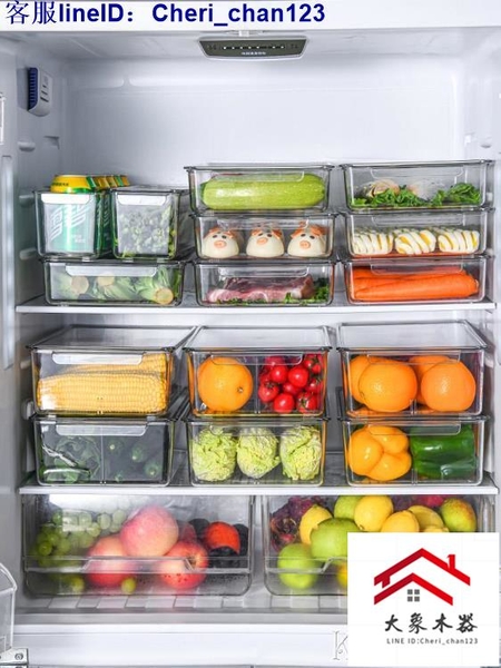 冰箱收納盒保鮮盒廚房食品抽屜式帶蓋果蔬凍肉冷凍品專用整理神器 【大象木器】