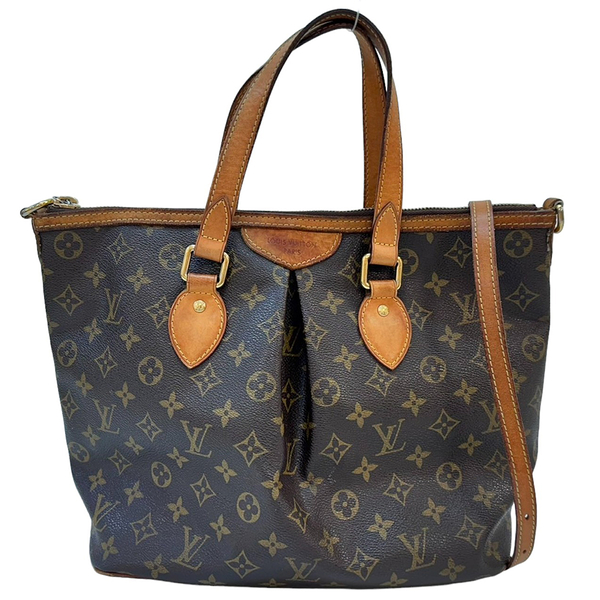 【二手名牌BRAND OFF】LOUIS VUITTON 路易威登 棕色 原花 PVC塗層帆布 Palermo PM 兩用包 M40145