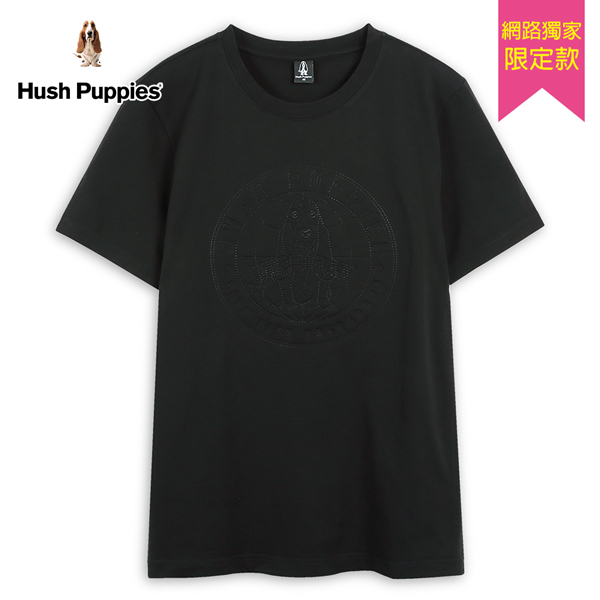 Hush Puppies T恤 男裝素色立體填充品牌圓章棉線條狗寬版T恤 product thumbnail 3