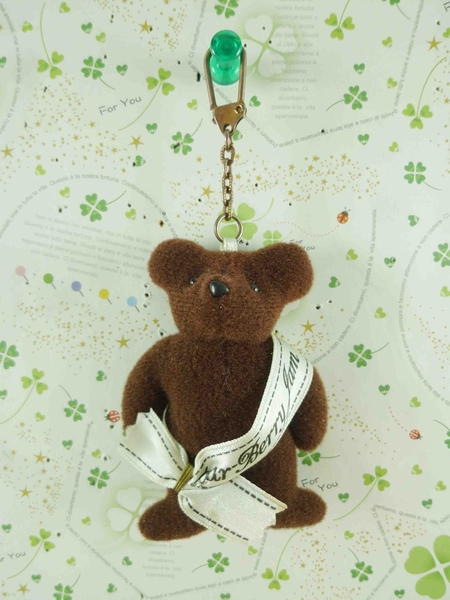 【震撼精品百貨】泰迪熊_Teddy Bear~絨毛鎖圈-咖啡(白條)