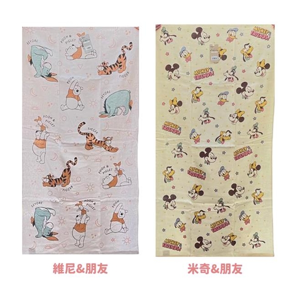 小禮堂 Disney 迪士尼 紗布大浴巾(約60x120cm) 維尼 米奇 product thumbnail 2