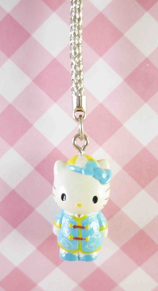 【震撼精品百貨】Hello Kitty 凱蒂貓~限定版手機吊飾-根付(藍中國)