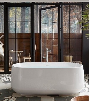 【麗室衛浴】美國 KOHLER Ceric 綺美石人造石椭圆形浴缸 K-8336T-0 1651x790x586mm