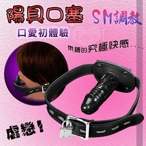 情趣用品 買送潤滑液 虐戀精品 BDSM 另類遊戲‧陽具張口束縛口塞-長版﹝帶鎖﹞