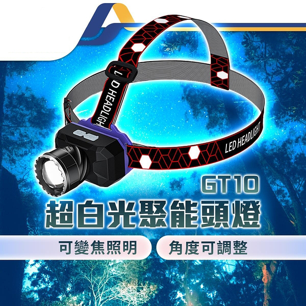 GT10頭燈 LED 頭戴式 超強光 超遠射 手電筒 伸縮變焦 防水 工作燈 登山燈 露營燈 照明燈 釣魚-JM