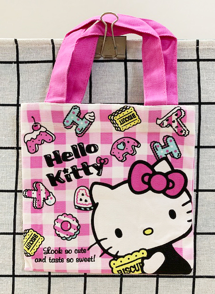 【震撼精品百貨】凱蒂貓_Hello Kitty~日本SANRIO三麗鷗 KITTY 手提袋-粉格#63641