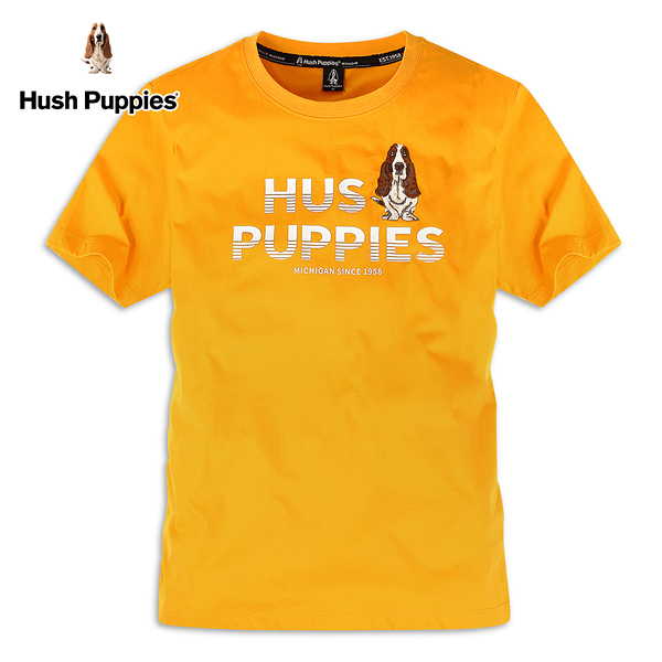 Hush Puppies T恤 男裝雙色膠印文字刺繡狗短袖T恤