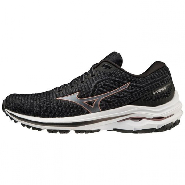 Mizuno 美津濃 WAVE INSPIRE 18 WAVEKNIT 女鞋 慢跑鞋 高避震 支撐型 輕量 黑【運動世界】J1GD221344