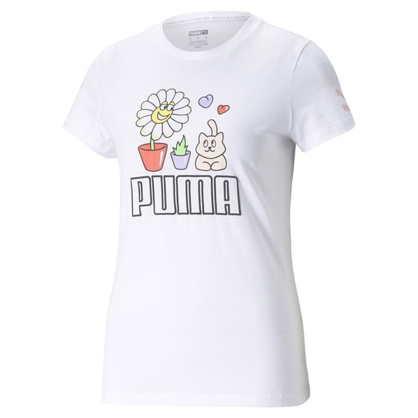 【現貨】PUMA Summer Streetwear 女裝 短袖 休閒 可愛小花 白 歐規【運動世界】53255202 product thumbnail 2