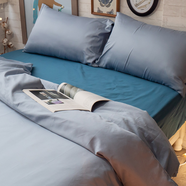 Life素色系列- 雙生藍 S2單人床包雙人薄被套三件組 100%精梳棉(60支) 台灣製 棉床本舖 product thumbnail 2