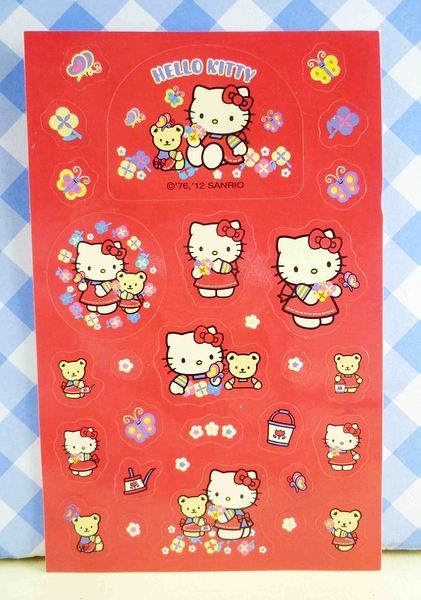 【震撼精品百貨】Hello Kitty 凱蒂貓~KITTY貼紙-紅抱熊