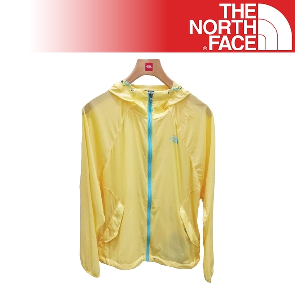 【The North Face 女 防晒外套《黃》】2VEO/透氣/防水/兜帽外套/連帽外套/輕量風衣