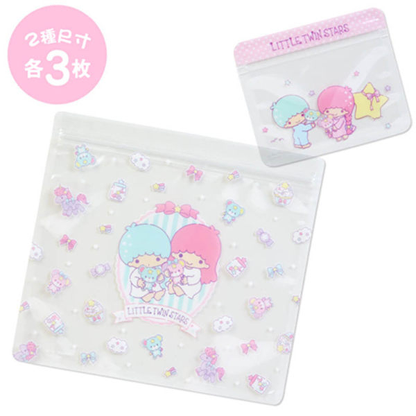 【震撼精品百貨】Little Twin Stars KiKi&LaLa 雙子星小天使~可愛透明PP夾鍊袋組-一組6個入(粉彩小熊)