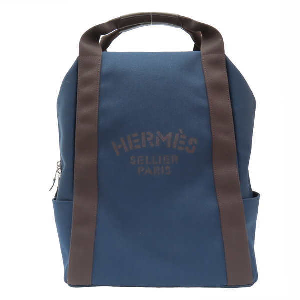 【二手名牌BRAND OFF】HERMES 愛馬仕 海軍藍 帆布 Groom 後背包