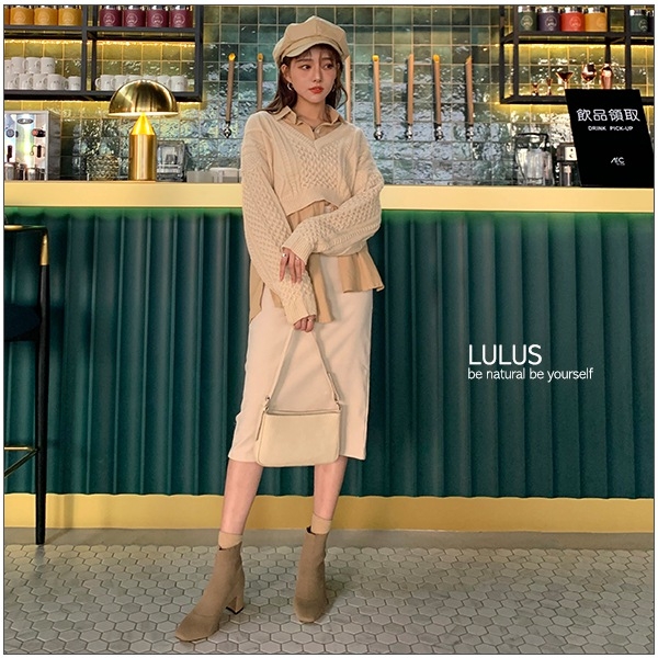 LULUS-Y菱格紋後綁結短版針織上衣-３色【01190755】 product thumbnail 3