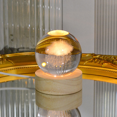 現貨-單色款3D雷射水晶球北歐創意USB小夜燈 臥室桌面裝飾氛圍燈LED燈 product thumbnail 5