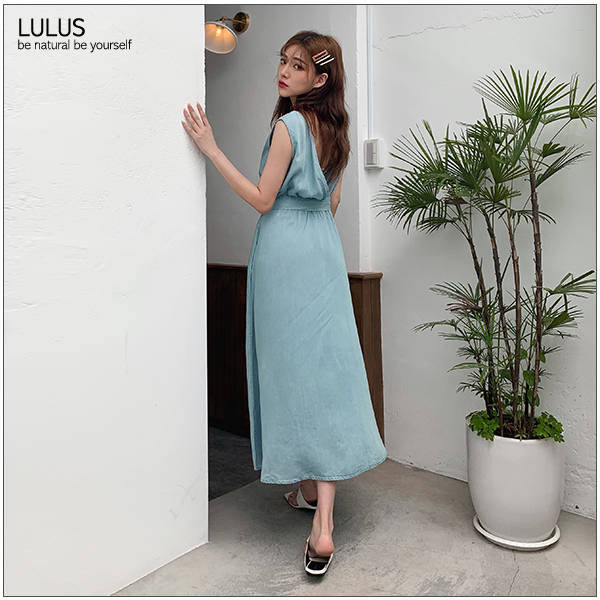 LULUS-Y三釦腰鬆緊交叉洋裝-附綁帶-２色  【02190103】 product thumbnail 3