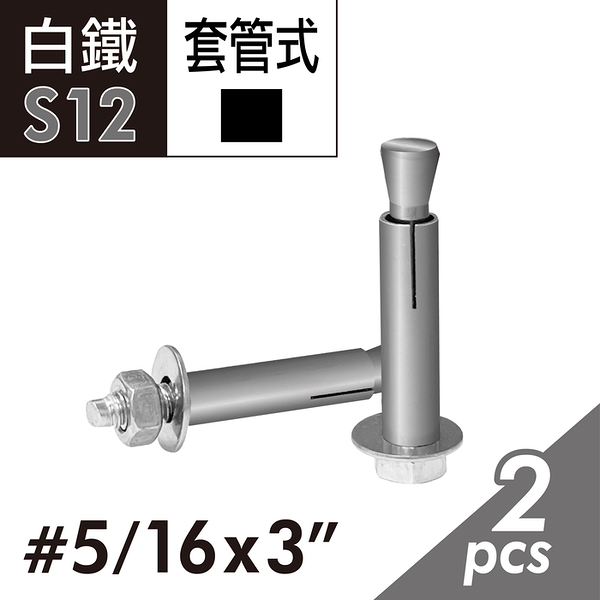 204白鐵六角套管壁虎 5/16&quot;x3&quot;凸頭壁虎 套管式壁虎 套管膨脹螺絲 壁虎