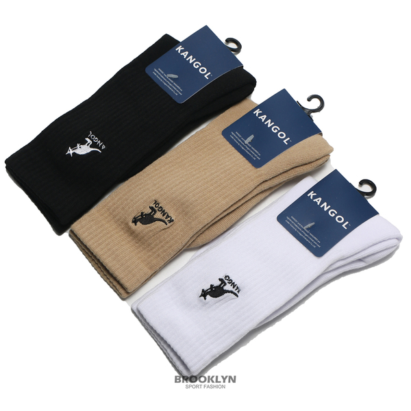 KANGOL 長襪 三色 白 黑 卡其 基本LOGO 袋鼠 棉襪 男 (布魯克林) 61511844- product thumbnail 2