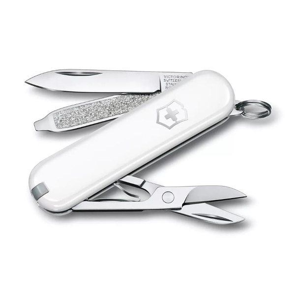 【victorinox 瑞士維氏】瑞士刀 classic sd 小型袋裝刀 7用刀 58mm-白(0.6223.7g)