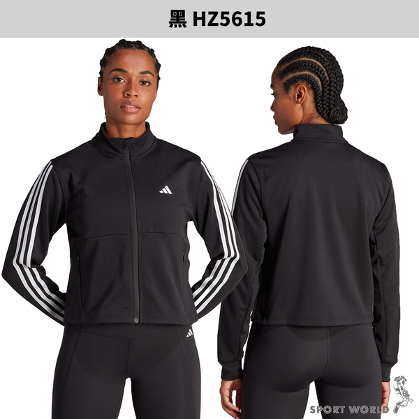 【下殺】Adidas 立領外套 女裝 排汗 拉鍊口袋 黑【運動世界】HZ5615 product thumbnail 3