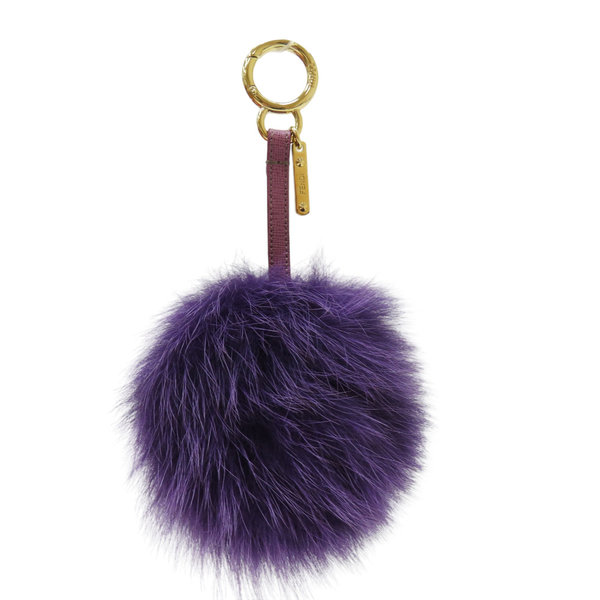 【二手名牌BRAND OFF】FENDI 芬迪 紫色 絨毛 Pom Pom 掛飾 product thumbnail 2