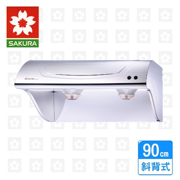 櫻花牌 SAKURA 斜背型烤漆除油煙機 90cm R-3250XL 限北北基安裝配送 (不含林口 三峽 鶯歌)