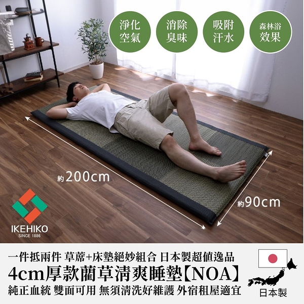 *日本 IKEHIKO【Noa】日本製造 大尺寸炎夏專屬消暑舒眠寢具(90 X 200 CM)-抹茶色