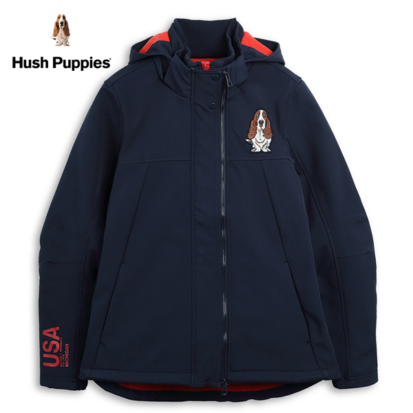 Hush Puppies 外套 男裝雙向拉鍊帽可拆刺繡狗防風外套