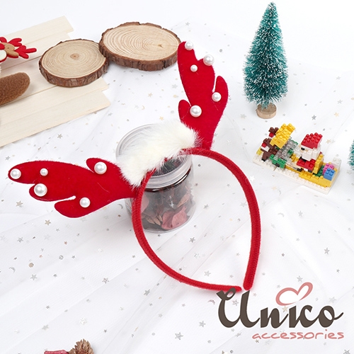 UNICO 歐美聖誕節慶造型髮箍/髮飾-雪白點點鹿角 product thumbnail 3