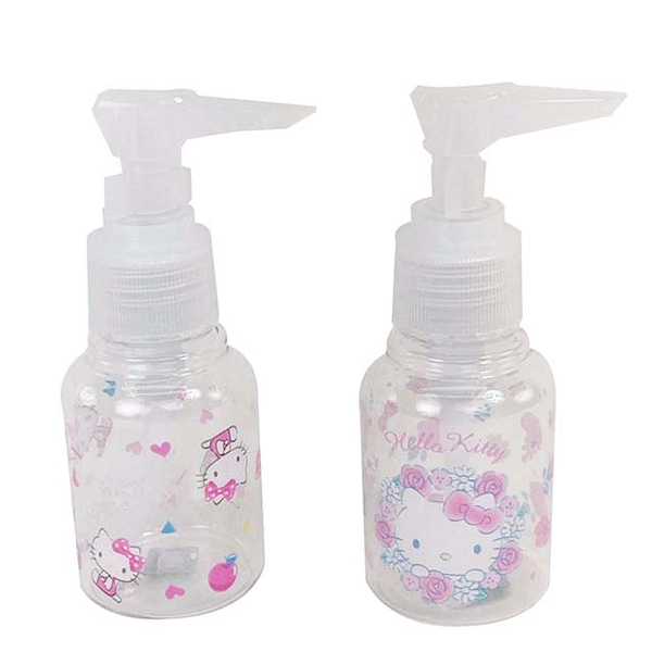 小禮堂 Hello Kitty 塑膠透明按壓空瓶 50ml (2款隨機) 4711161-263246