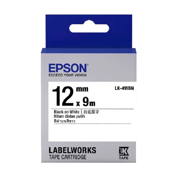 EPSON LK-4WBN C53S654401 一般系列白底黑字標籤帶 寬度12mm product thumbnail 2