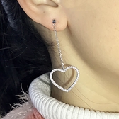 天然翡翠玉飾（可議價）文歡珠寶 18K白金心形鑽石耳釘 時尚經典鑽石耳環女滿鑽耳飾
