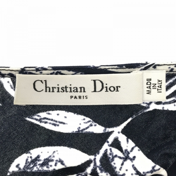 【二手名牌BRAND OFF】Dior 迪奧 海軍藍 絲綢 花草 圖案 一件式 洋裝 (附皮帶) product thumbnail 5