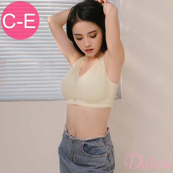 黛瑪Daima 無鋼圈(C-E) 石墨烯透氣呵護美胸蕾絲內衣-米色_8118 product thumbnail 5