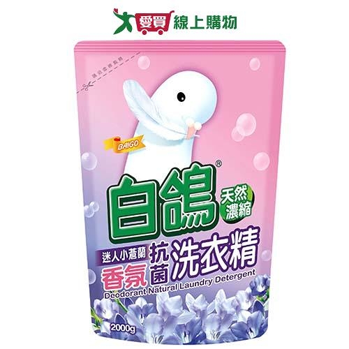 白鴿天然濃縮抗菌洗衣精補充包-迷人小蒼蘭2000g【愛買】