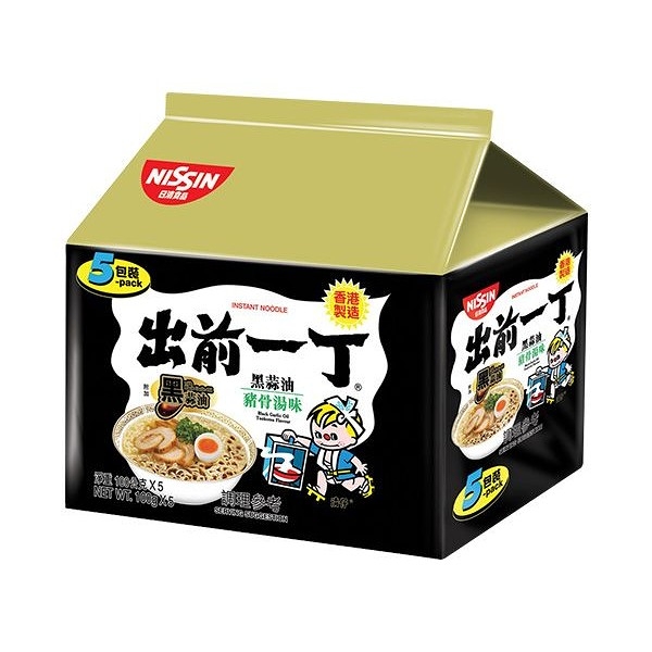 Nissin 日清 出前一丁黑蒜油豬骨湯味速食麵(100gx5包)整袋裝【小三美日】DS008568