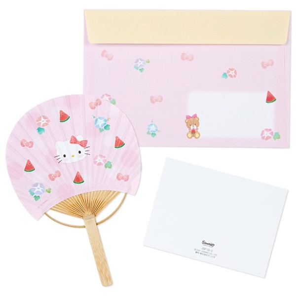 小禮堂 Hello Kitty 圓形竹扇卡片 (粉西瓜款) 4550337-176009 product thumbnail 2