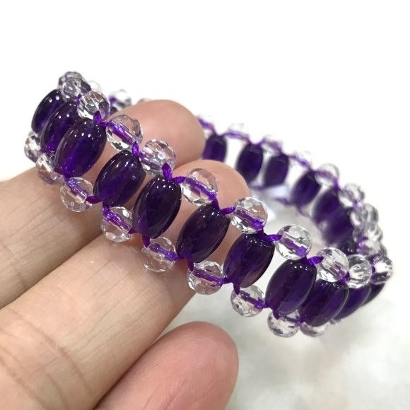 天然紫水晶手排搭配天然白水晶~早期商品亮透度超棒~特級品