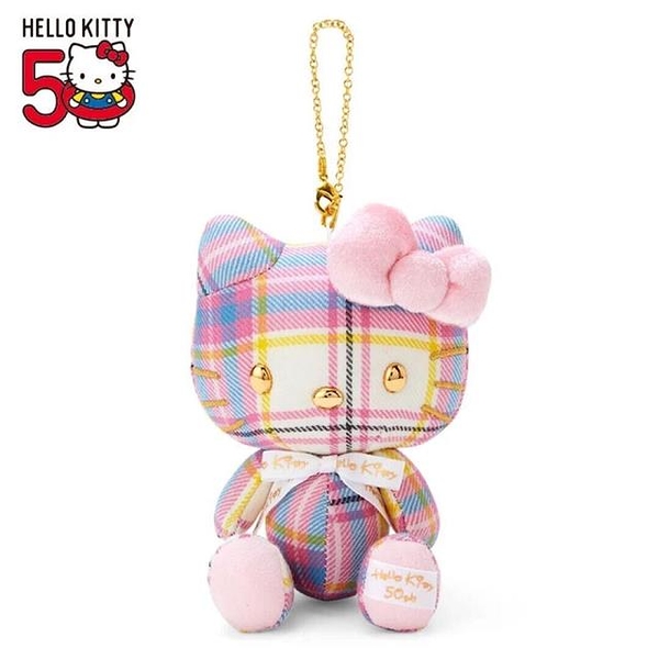 【震撼精品百貨】Hello Kitty 凱蒂貓~日本SANRIO三麗鷗 KITTYLOCHCARRON聯名50週年生日玩偶吊飾*94871