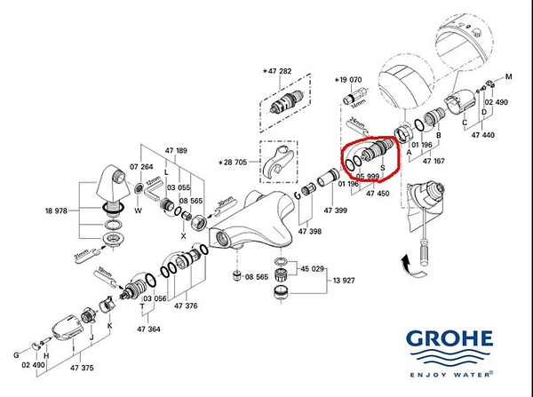 【麗室衛浴】德國GROHE 定溫閥芯軸心 47450