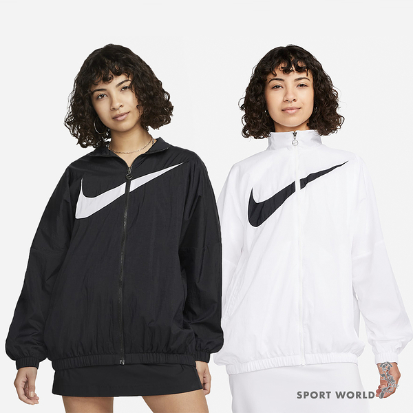 Nike AS W NSW ESSNTL WVN JKT HBR [DM6182-010] 女外套立領運動黑白