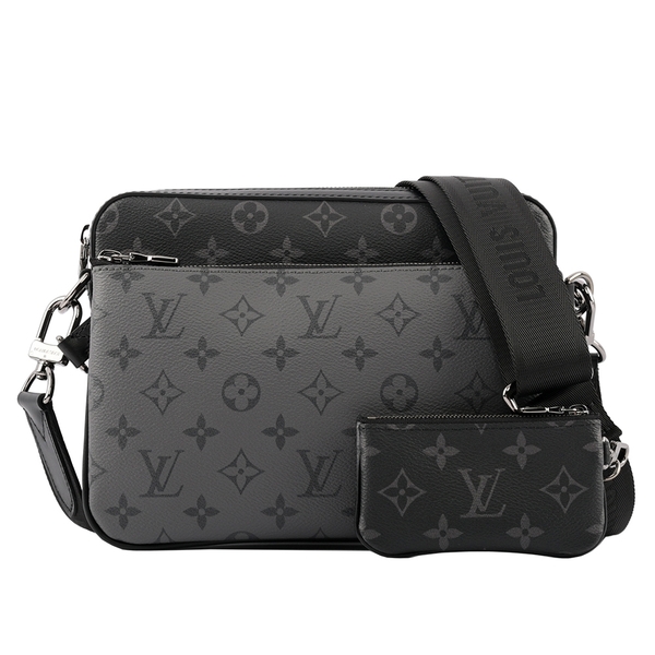 【LV】Monogram TRIO 三合一郵差包(黑灰色) M69443