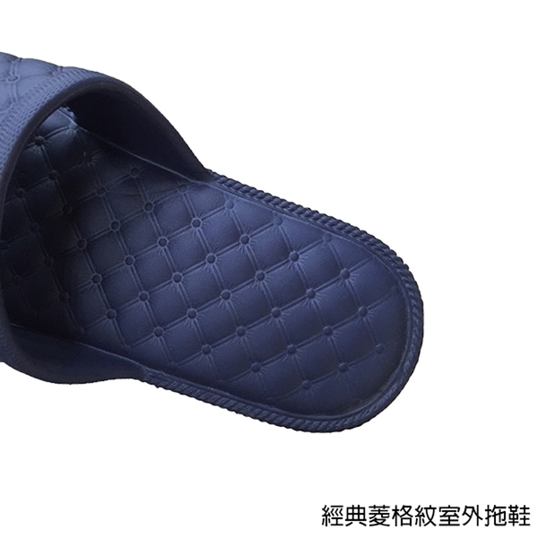 【333家居鞋館】凸面舒壓設計 經典菱格紋室外拖鞋-深藍色