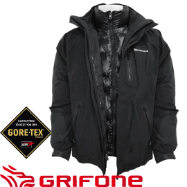 【GRIFONE 西班牙 GORE-TEX PERFORMANCE男款GORE-TEX 兩件式羽絨外套 黑】A5C008D/羽絨外套/防水